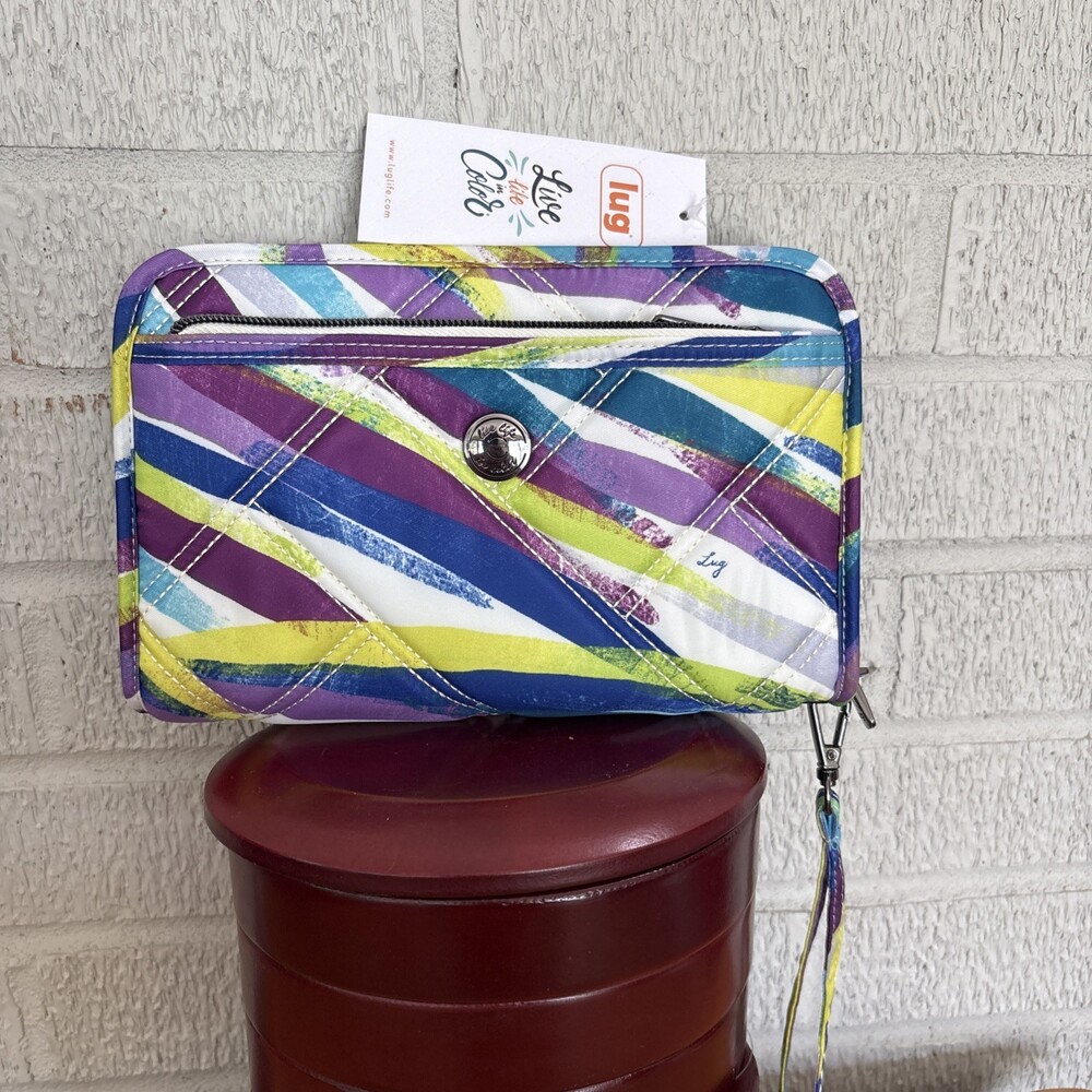 Lug Zeppelin RFID Wristlet Wallet Clutch Brushstroke Multicolor Retro Color RFID
